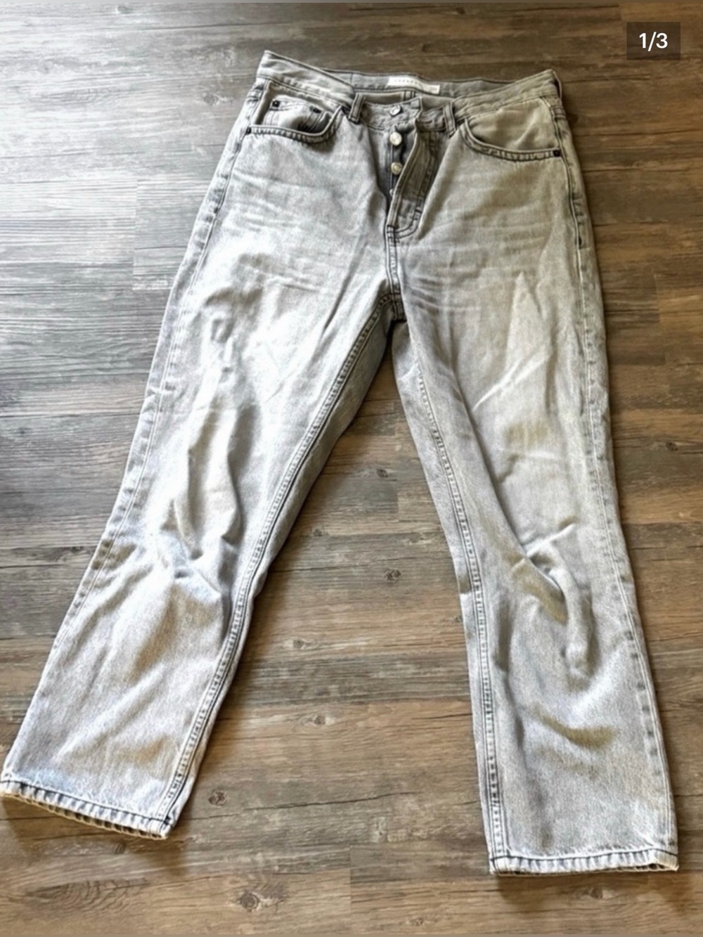 Topshop Editor Straight Leg Gray Jeans Size 28